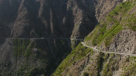 Aerial-View-Of-Winding-Road-On-Mountainside-In-Swat-Valley