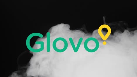 Illustrative-editorial-of-food-delivery-Glovo-icon-appearing-when-smoke-flies-over