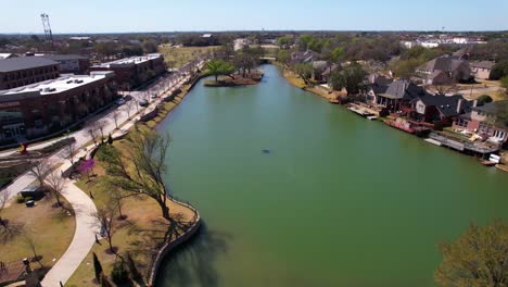 Aerial-footage-of-the-Riverwalk-in-Flowermound-Texas
