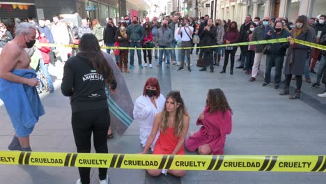 Pro-animal-rights-group-AnimaNaturalis-activists-lay-on-the-ground-during-a-demonstration-against-the-use-of-animals-in-the-fur-industry-in-Madrid,-Spain