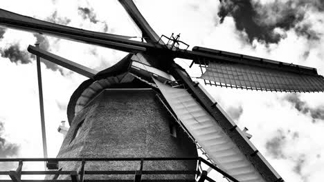 Black-and-white-video-of-a-Dutch-windmill-turning