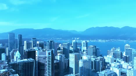 Panorama-Drohnenüberflug-In-Der-Innenstadt-Von-Vancouver-über-Den-Scotia-Tower-TD-Bank-Auf-Georgia-Mit-Blick-Auf-Den-Finanzbezirk-Coal-Harbour,-Umgeben-Von-Bergen,-Tal-Burrard-Inlet-über-Lonsdale-Quay-Skyline3-3