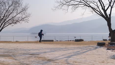 Person-hiking-and-walking-in-mountains-of-Gyeonggi-in-South-Korea
