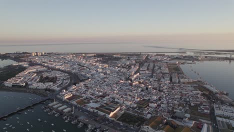 High-Angle-View-Over-Rio-Carreras-And-Puente-Infanta-Cristina,-Isla-Cristina