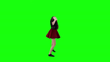 Seitenansicht-Einer-Professionellen-Tänzerin,-Die-Vor-Einem-Grünen-Bildschirm-Tanzt