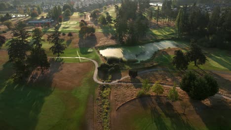 Overhead-view-of-a-golf-course-in-mid-summer-with-patches-of-dead-grass