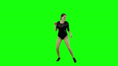 Atemberaubende-Tänzerin,-Die-Vor-Einem-Grünen-Bildschirm-Einen-Modernen-Tanz-Tanzt