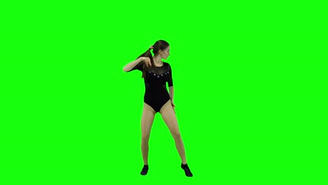 Bella-Bailarina-Vistiendo-Leotardo-Frente-A-Una-Pantalla-Verde