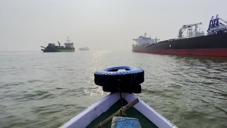 A-shot-of-the-Arabian-sea-from-a-moving-boat-by-the-port-of-Mumbai