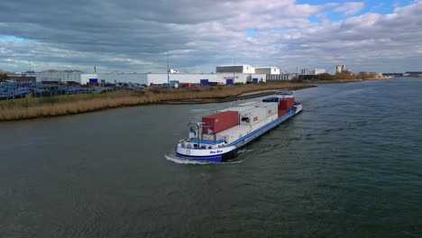 Mer-Blue-inland-dry-cargo-vessel-sailing-in-Zwijndrecht-|-Rotterdam,-Netherlands