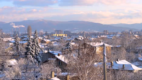 Beautiful-winter,-evening-cityscape-of-Sofia,-Bulgaria