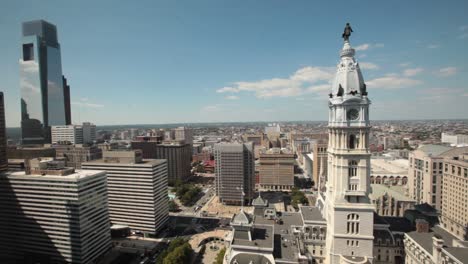 Philadelphia-City-Shot-from-High-Angle---City-Hall-and-Streets
