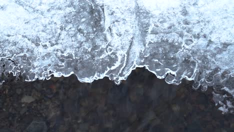 Flowing-Steam-under-ice-layer-during-cold-winter-day-on-Iceland,close-up