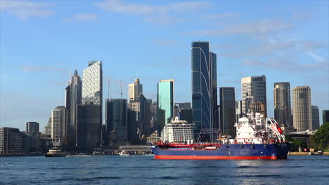 A-fuel-tanker-ship-approaches-circular-quay-to-refuel-a-cruise-ship-in-Sydney-Harbour-Australia