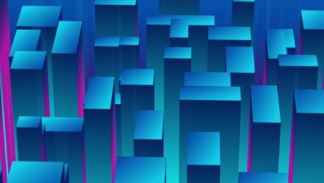 Blue-abstract-cubes-prism-background,-3D-animation-of-geometrical-shapes-seem-from-above,-orbital-shot