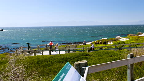 Tourists-on-boardwalks-of-Boulders-beach-during-very-windy-conditions