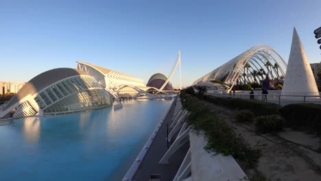 City-of-arts-and-sciences-at-sunrise---Valencia,-Spain---Time-Lapse