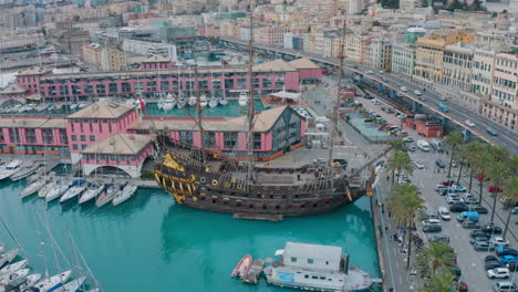 Neptune-replica-Spanish-galleon-ship-at-Genoa-waterfront---tourist-attraction