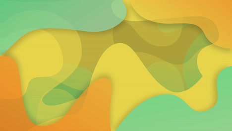Fondo-Animado-Abstracto-De-Gelatina-En-Movimiento-Verde-Amarillo-Y-Naranja-Coloreando-Formas-Cambiantes