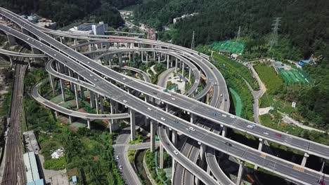 Daytime Highway Aerial Of A Big Interchange Bridge Of Chongqing, Huangjuewan,  China Free Stock Video Footage Download Clips