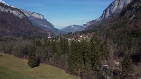 Aerial-approach-of-a-small-alpine-village
