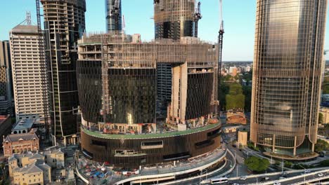 Pull-away-shot-of-Brisbane's-City-Queens-Wharf-Casino-development