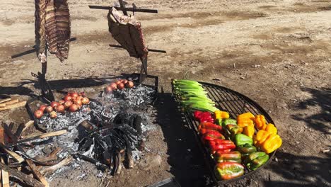 Argentine-BBQ:-Grilled-Vegetables-and-Meats.-Slow-motion