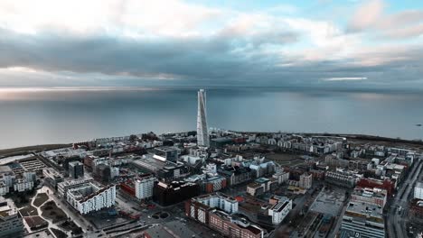 Drone-footage-of-Malmo,-Sweden