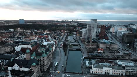 Drone-footage-of-Malmo,-Sweden