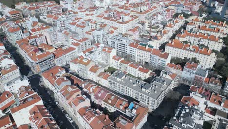 Aerial-panoramic-view-of-downtown-of-Lisbon,-Portugal