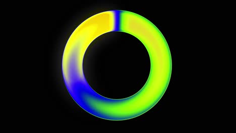 Seamless-loop-rotating-colorful-psychedelic-ring-on-black-background