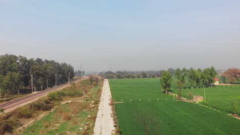 Railway-track-near-the-green-fields-in-Punjab