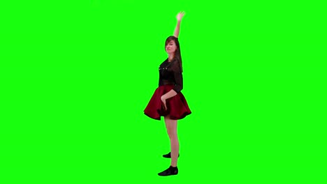 Energiegeladene-Professionelle-Tänzerin,-Die-Vor-Einem-Grünen-Bildschirm-Tanzt-Und-Sich-Dreht