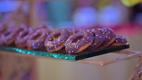 Beautiful-display-of-donuts--on-table