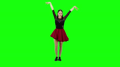 Atractiva-Bailarina-Actuando-Frente-A-Una-Pantalla-Verde