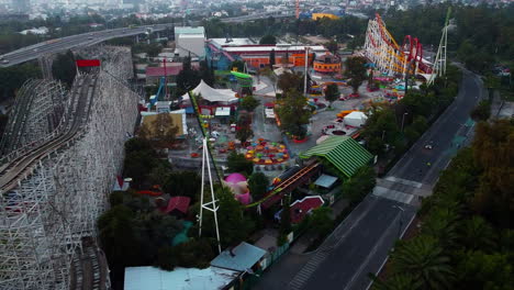 Mexico-City---June-2022:-Aerial-view-tour-over-the-famous-amusement-park-called-Chapultepec-fair