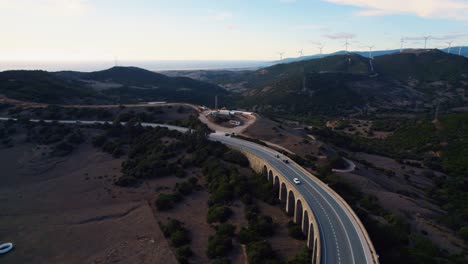 Viewpoint-El-Cabrito,-in-the-road-from-Algeciras-to-Tarifa-at-sunset,-with-the-Mediterranean-sea-in-the-background