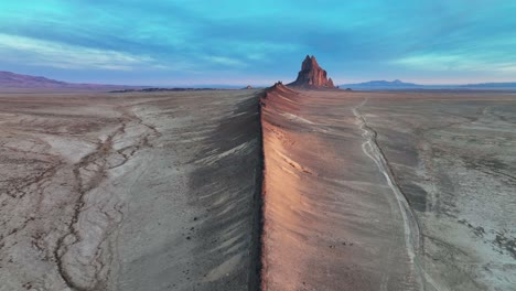 Ship-Rock-Landform-In-San-Juan-County,-New-Mexico,-United-States---aerial-drone-shot