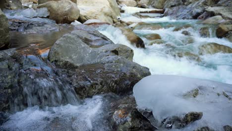 River-flowing-in-a-canyon-in-Slovenia-in-wintertime