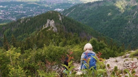 15-July-2022-Zakopane,-Poland:-Tatra-Mountains-National-Park-Tourist-Hiking-Trail-to-the-Top-of-Sarnia-Skala-Peak,-Poland