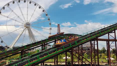 12-July,-2022-Zator,-Poland:-Energylandia---an-Amusement-Park-in-Poland,-Rollercoasters-and-Ferris-Wheel