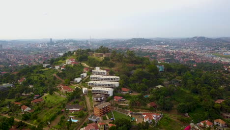 Drone-view-orbiting-Tank-Hill-in-Kampala,-Uganda,-Africa