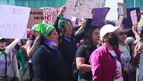 Mujeres-Protestando-En-La-Marcha-Del-Día-De-La-Mujer-En-La-Ciudad-De-México