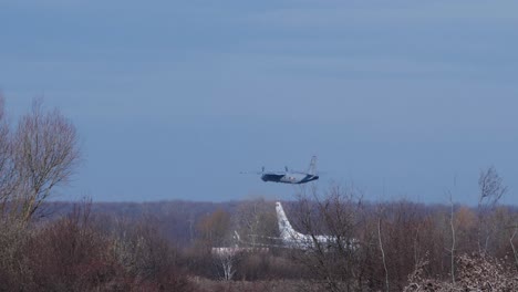 Military-Cargo-Plane-Take-Off-From-Air-Base-On-A-Sunny-Day