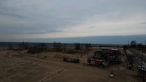 Drone-view-of-a-Windy-overcast-day-at-the-beach