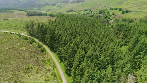 Glencree-Ireland-farmland-and-mountain-road-way-with-views-of-gorgeous-green-valley-behind