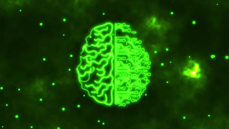 Animated-Artificial-intelligence-,-brain-animation-green,-Human-brain-VS-artificial-brain