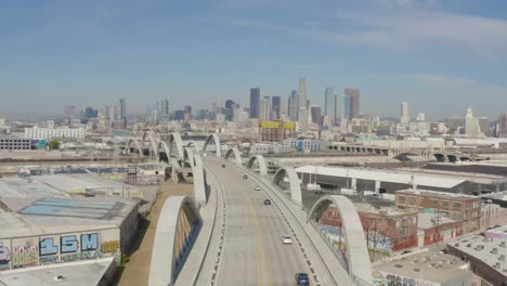 Gorgeous-Aerial-Los-Angeles-6th-Street-Bridge-During-Daytime