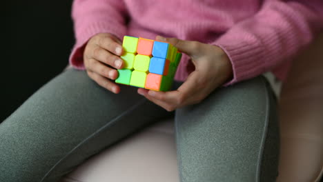 Time-lapse-of-a-school-age-child-solving-the-Rubik's-cube