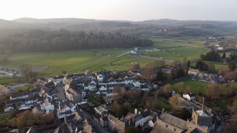 Cinematic-aerial-drone-footage-of-Cartmel-Village-and-Cartmel-Priory